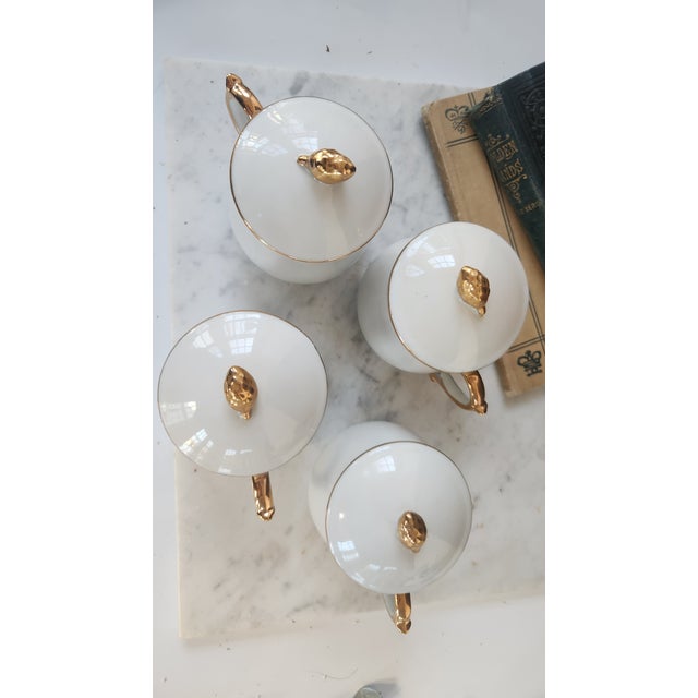 White Vintage Strafford White & Gilt Pots De Crème - Set of 4 For Sale - Image 8 of 18