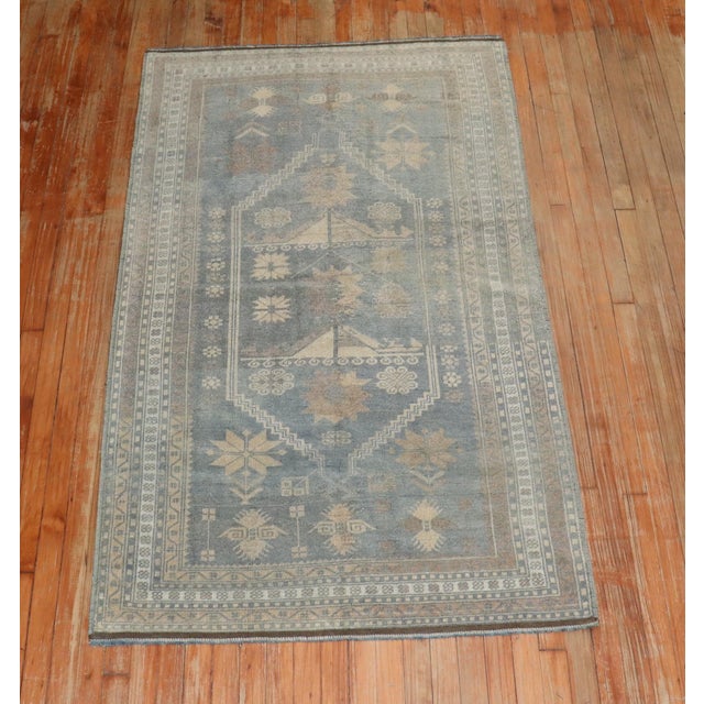 Vintage Zabihi Collection Tribal Blue Turkish Rug - 3'7" x 6'1" For Sale In New York - Image 6 of 8