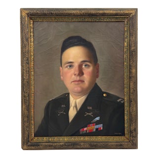Paul Penczner (Hungarian-American 1916–2010) Oil Portrait u.s. Army Officer 1948 For Sale