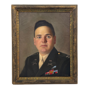 Paul Penczner (Hungarian-American 1916–2010) Oil Portrait u.s. Army Officer 1948
