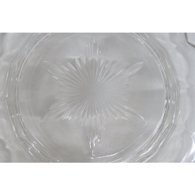 Mid 20th Century Clear Pressed Glass Covered Butter Cheese Serving Dish Petal Scalloped Rim For Sale - Image 13 of 16