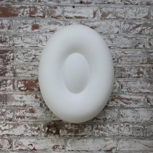 Vintage German Oval White Opaline Glass Wall Lamps For Sale - Image 6 of 11