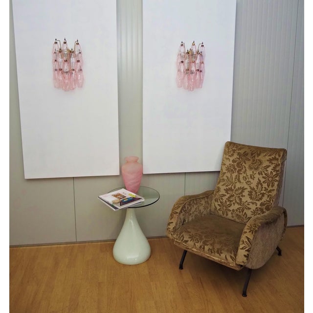 Mid-Century Modern Vintage Italian Poliedri Pink Glass Wall Sconces, 1990, Set of 2 For Sale - Image 3 of 13