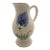 Vintage Céramique Fady Vallauris Pitcher - Hand Painted Blue Thistle Flower French Folk Art Pottery, Signed Sticker Exécuté Main For Sale
