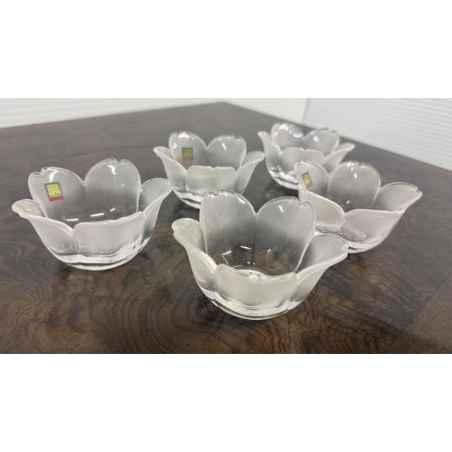 Design Plus Gallery presents a Set of Five Crystal Frosted Dessert Cups in Box by HOYA, Japan. These elegant bowls have...