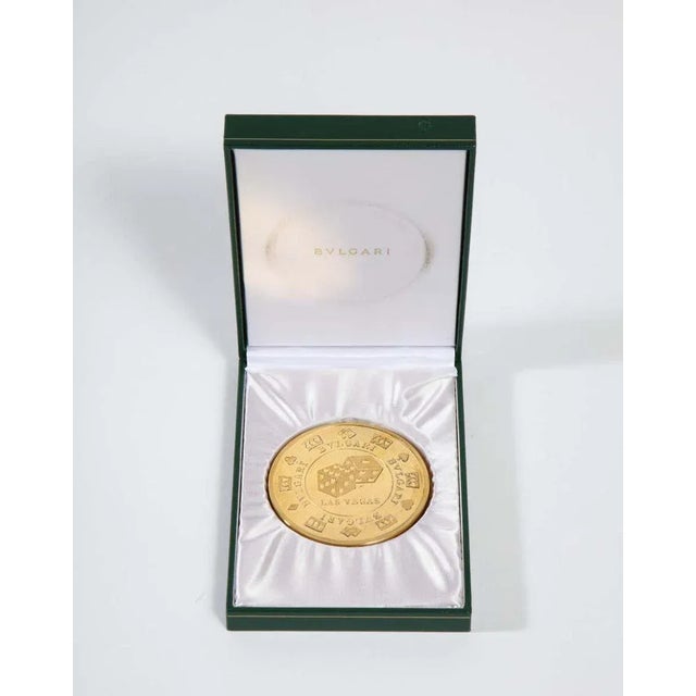 Early 20th Century Vintage Bvlgari Gilt Sterling Silver Oversized "Vegas" Casino Paper Weight Coin For Sale - Image 5 of 12