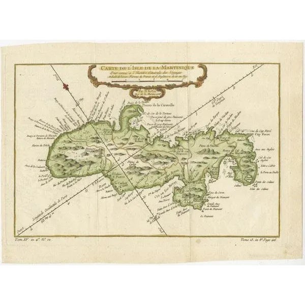 This mid-18th century map, "Carte de l'Isle de la Martinique pour servir a l'historie generale des voyages," was issued in...