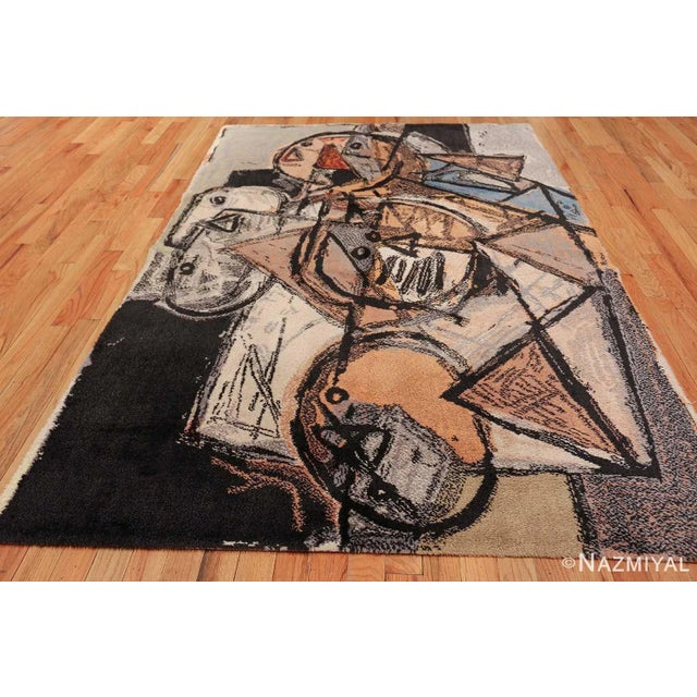 Black Nazmiyal Collection Vintage Scandinavian Corneille Art Rug For Sale - Image 8 of 11