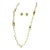 Faux Gemstone Gold-tone Earrings and Station Chain Link Necklace - 3 Pieces For Sale
