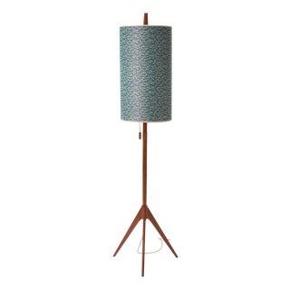 Scandinavian Floor Lamp with Rubelli Shade, 1960s For Sale