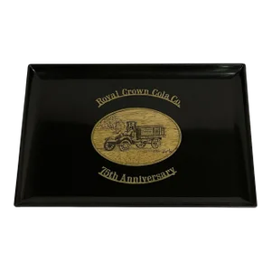 Vintage Mid-Century Couroc of Monterey “Royal Crown Cola Co. 75th Anniversary” Black Resin Tray
