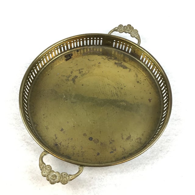 Art Deco Art Deco Style Brass Round Tray For Sale - Image 3 of 11