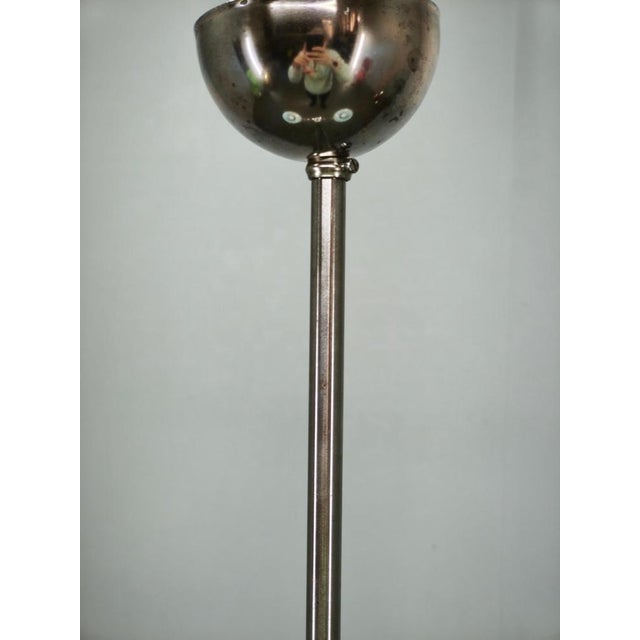 Metal Art Deco Chrome and Opaline Glass Chandelier, Former Czechoslovakia, 1930s For Sale - Image 7 of 12