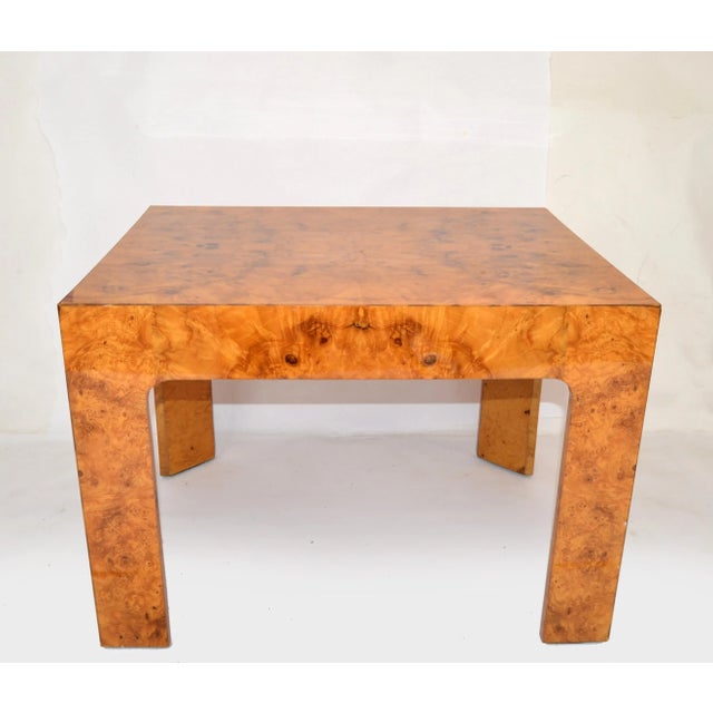 Milo Baughman Style Burl Wood Rectangle Coffee End Table Mid-Century Modern 1980 For Sale - Image 13 of 13