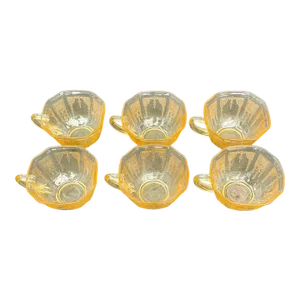 Vintage Depression Glass Anchor Hocking Topaz Princess Cups- Set of 6