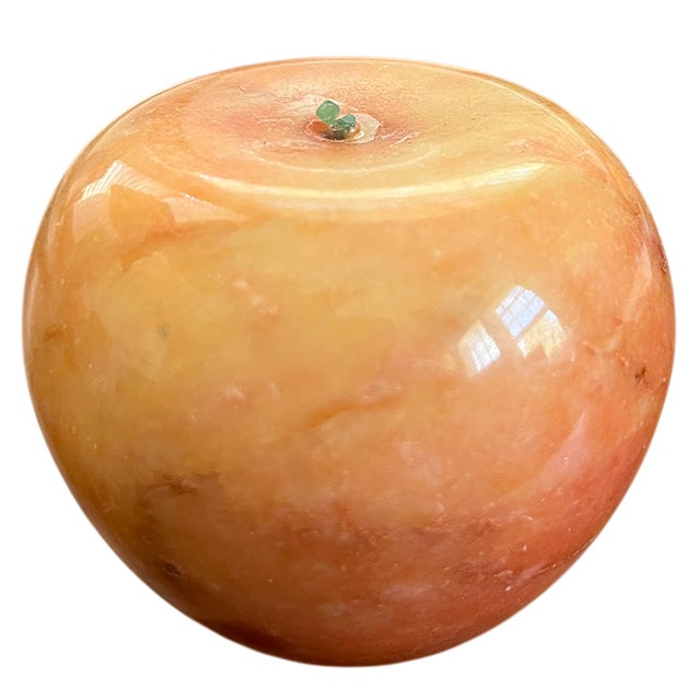 Contemporary Vintage Italian Alabaster Marble Fruit – Hand-Carved Stone Apples, Set of 4 For Sale - Image 3 of 7