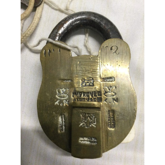 Early 20th Century Antique Brass Chopps & Co. Lock With Key For Sale - Image 5 of 6