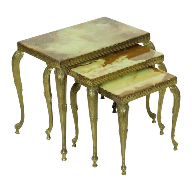 Hollywood Regency Nesting Tables in Onyx and Marble, 1950s, Set of 3 For Sale - Image 14 of 17
