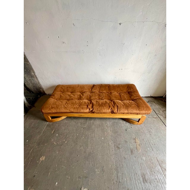 Brown Mid Century Chaise Lounge Day Bed Solid Oak Howard MFG For Sale - Image 8 of 11