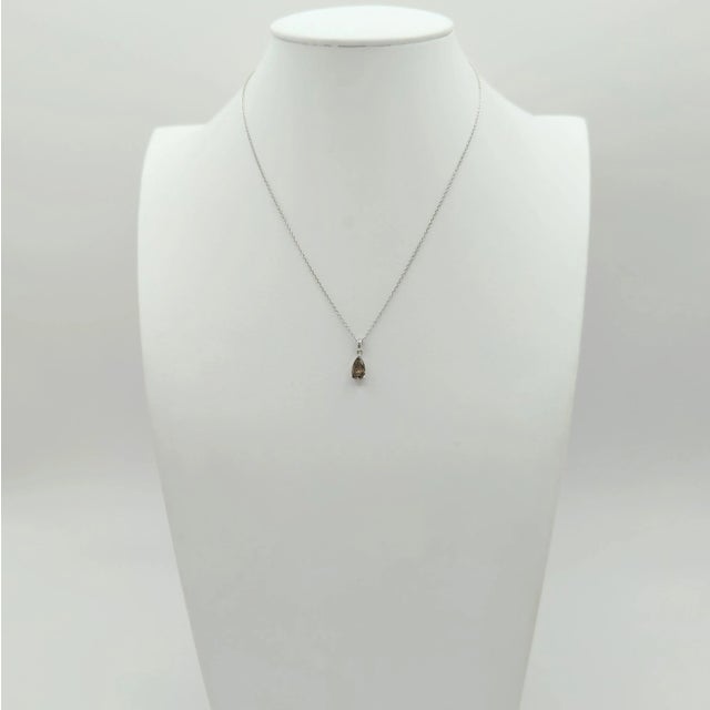 Champagne Diamond Pendant Necklace in 18K White Gold For Sale - Image 4 of 7
