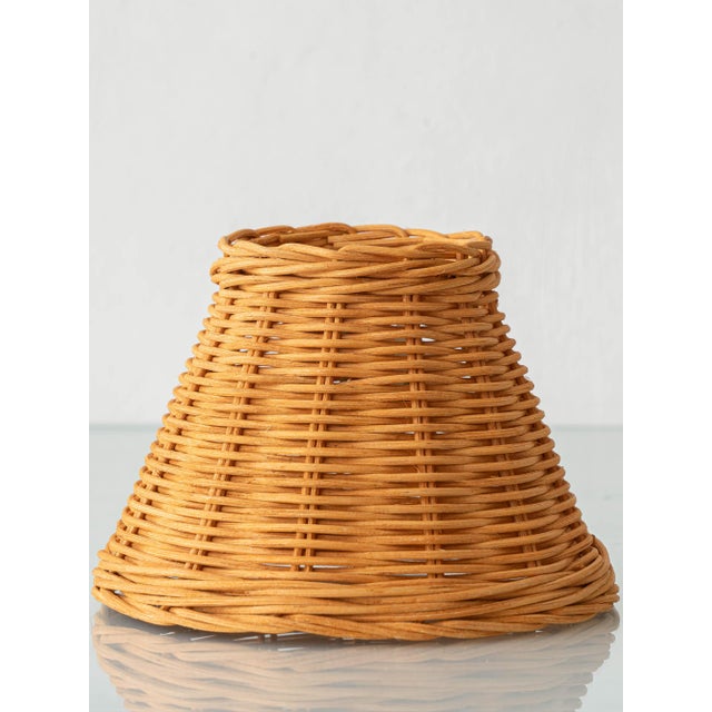 Beige 20th Century Modern French Studio Pottery Stoneware Table Lamp with Rattan Shade, 1950s For Sale - Image 8 of 15