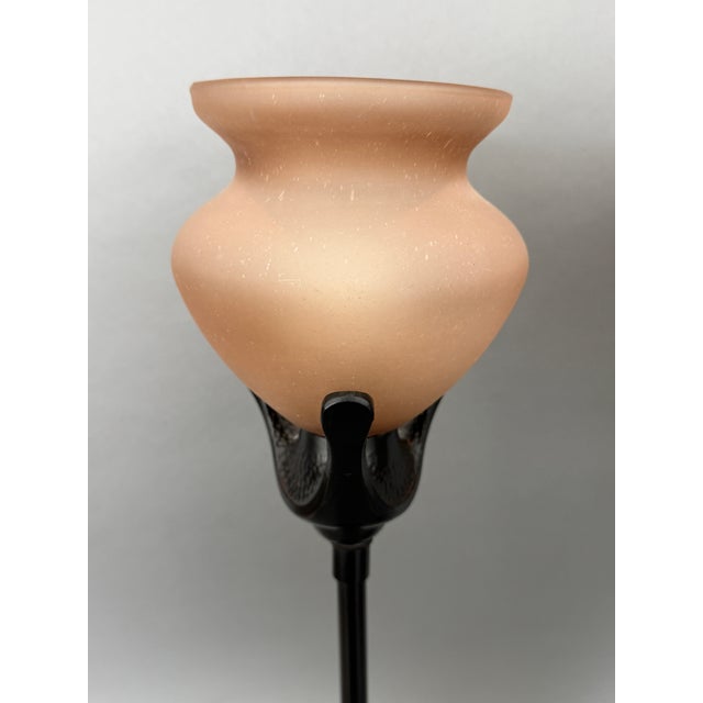 Brown Vintage Torchiere Torch Light Vase Shaped Amber Beaux Arts Mission Style Table Lamps - A Pair For Sale - Image 8 of 16