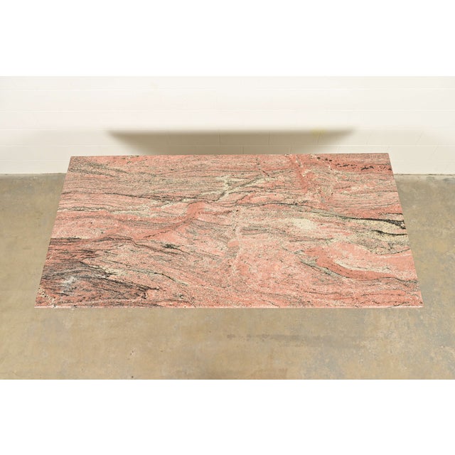 1970s Matteo Grassi Style Modern Italian Granite and Steel Double Pedestal Dining Table, Circa 1970s For Sale - Image 5 of 10