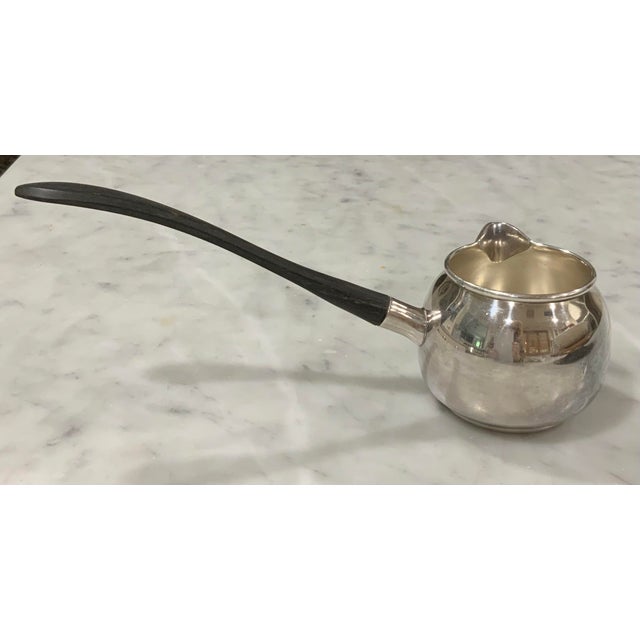 Early 20th Century Hotel Silver Brandy or Cognac Warmer / Saucepan by Bernard Rice’s Sons. Also Elegant Serving Piece for Melted Butter or Gourmet Sauces.Vintage Barware For Sale - Image 5 of 11