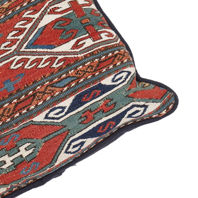 19th Century Soumak Rug Fragment Pillow, 1800's For Sale - Image 5 of 8
