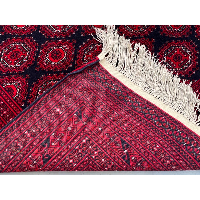 Vintage Afghan Turkmen Royal Bokhara Tekke Gul Rug - 6'4" X 4'1" For Sale - Image 11 of 11