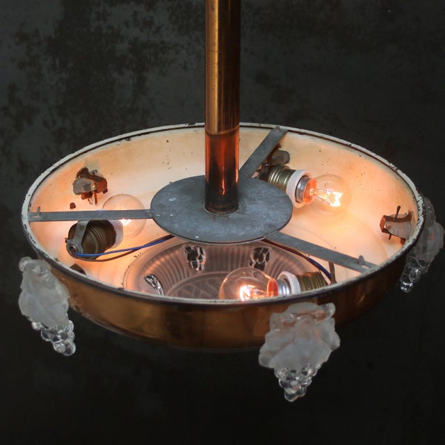French Art Deco Brass Pendant Light For Sale - Image 9 of 12