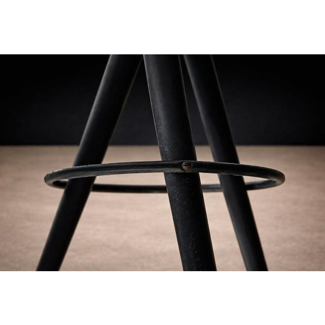 Pair of Bar Stools in Hardwood & Leather, Unknown, 1950s For Sale In New York - Image 6 of 9
