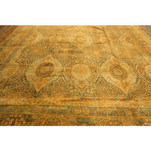 Persian 1840s Royal Blue Painterly Floral Motifs Antique Knotted Persian Silk Kirman Rug For Sale - Image 3 of 9