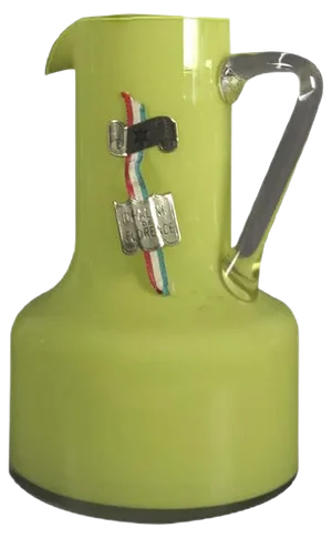 Vintage Italian Handmade Green Glass Vase with Handle, 1950s