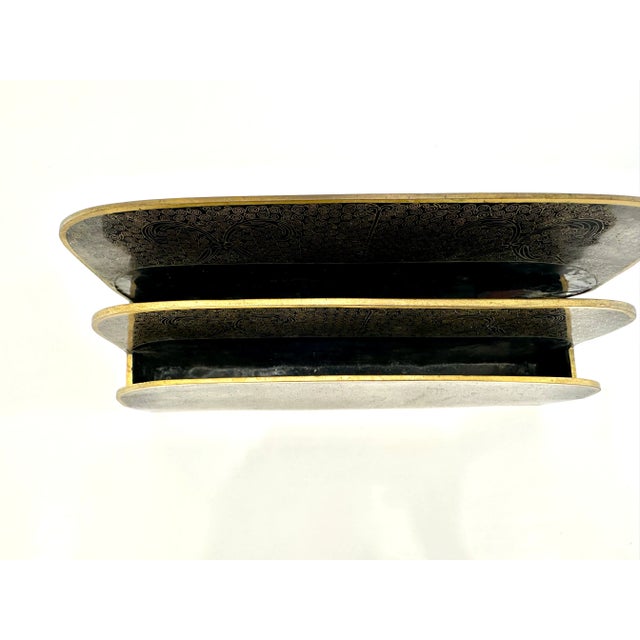 Vintage Mid Century Italian Brass Embossed Desk Letter Holder For Sale - Image 9 of 11