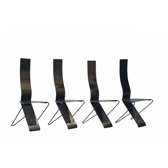 Black Impronta Chairs by Pietro Arosio, Italy, 1980s, Set of 4 For Sale - Image 8 of 8