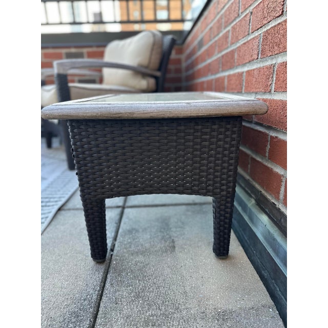 Gloster Gloster Wicker & Glass Side Table For Sale - Image 4 of 12