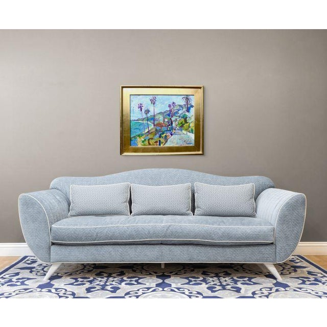 Original contemporary plein air oil painting of a view of the coast in Pacific Palisades, California. The vibrant...