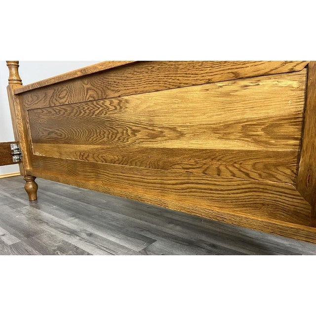 Vintage French Louis XVI Style Oak Double Bed Frame with Carved Headboard For Sale - Image 12 of 13