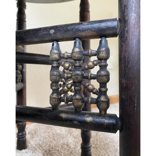 Industrial Moroccan Side Table With Round Raw Steel Top + Weathered Folding Base For Sale - Image 9 of 16