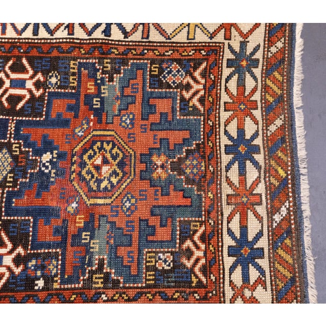 Asian Antique Antique Caucasian Shirvan Lezgi Design Rug 2'10'' X 4'10'' For Sale - Image 3 of 12