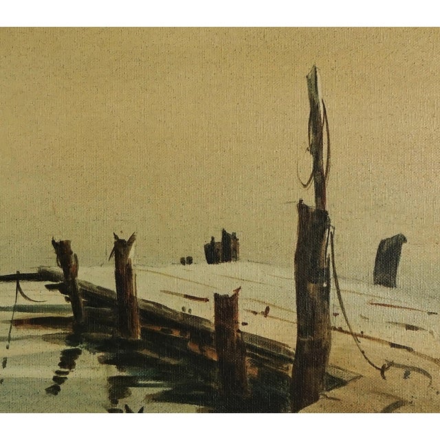 Vintage Southern California Seascape With Boats -- "Foggy Morn" by Richard Soderman For Sale - Image 4 of 7