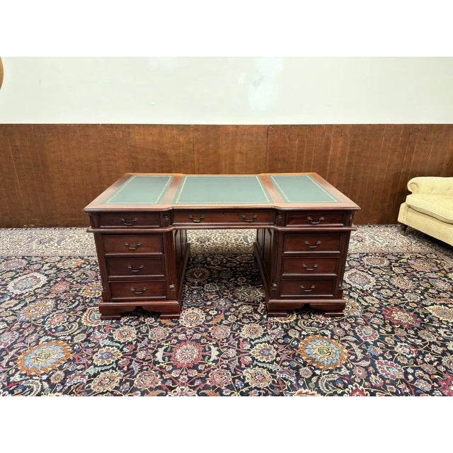 English Chesterfield Partners Desk For Sale - Image 4 of 18