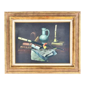 Classic Realism Still Life Oil Painting With Tobacciana- Signed and Framed