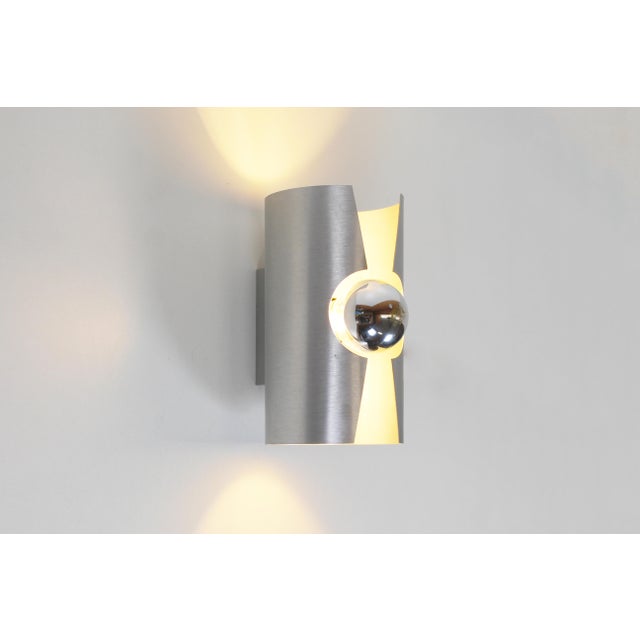 Metal Polished Metal Space Age Wall Lamps from Polam, 1970s, Set of 2 For Sale - Image 7 of 9