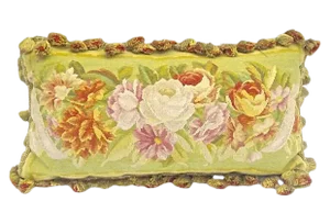 Antique Floral Aubusson Tasseled Pillow