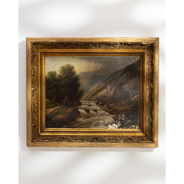 Textile 19th Century France Green Canvas Painting For Sale - Image 7 of 15