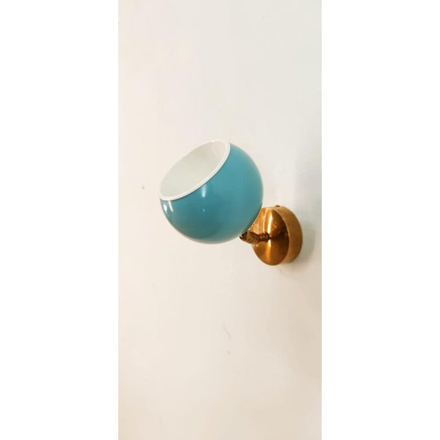 Adjustable Sconce with Blue Metal Dome For Sale - Image 6 of 16