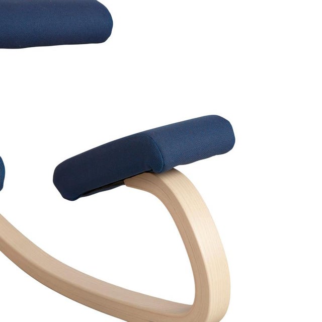 Variable Kneeling Chair in Ash and Blue Fabric by Peter Opsvik For Sale - Image 5 of 12