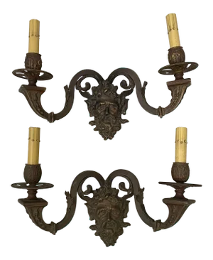 Early 20th Century Cast Bronze Sconces - a Pair